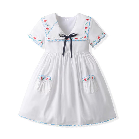 🩵 Floral Embroidery Dress