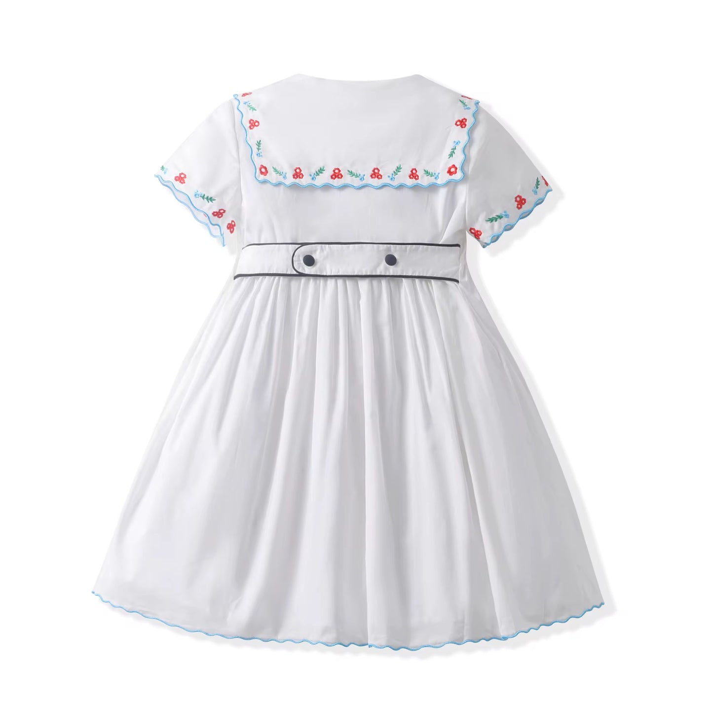 🩵 Floral Embroidery Dress