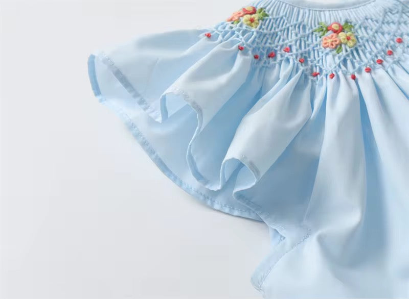 🌼🩵 Puffy Blossom Dress